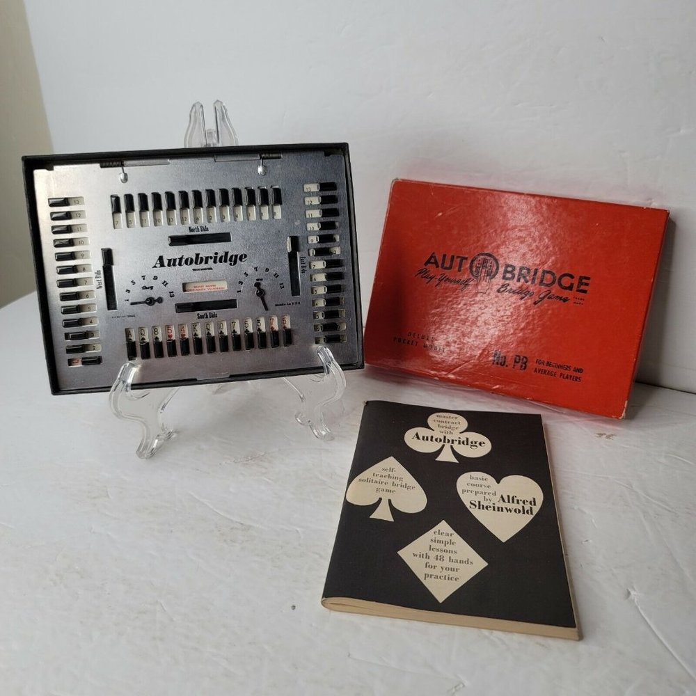 Vintage 1959  Autobridge Play Yourself Bridge Board Game Art Deco Instructions